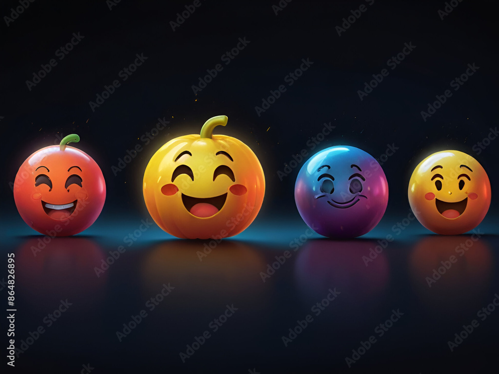 A historical timeline depicting the evolution of emojis 3D render illustration. A historical timeline depicting the evolution of emojis 3D render illustration.