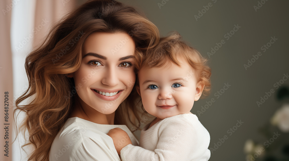 Happy mom with baby. woman holding a newborn baby Happy mom with baby. woman holding a newborn baby