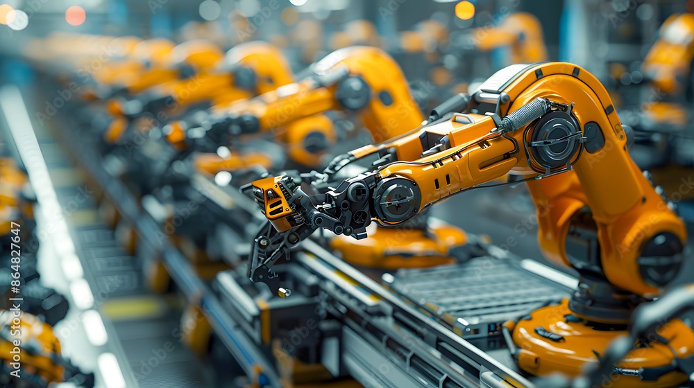 Industrial machine automatic robotic arm, smart modern factory automation using advanced machines Industrial machine automatic robotic arm, smart modern factory automation using advanced machines