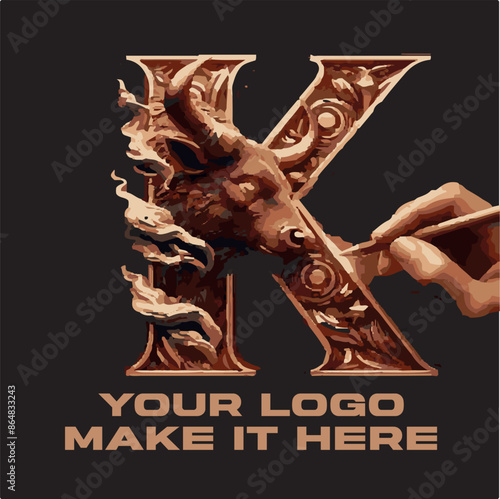 Powerful Golden Bull Featuring a mighty bull with golden horns symbolizing power Strong and Charming Alphabet Combines a powerful alphabet letter with the color gold to create a memorable logo