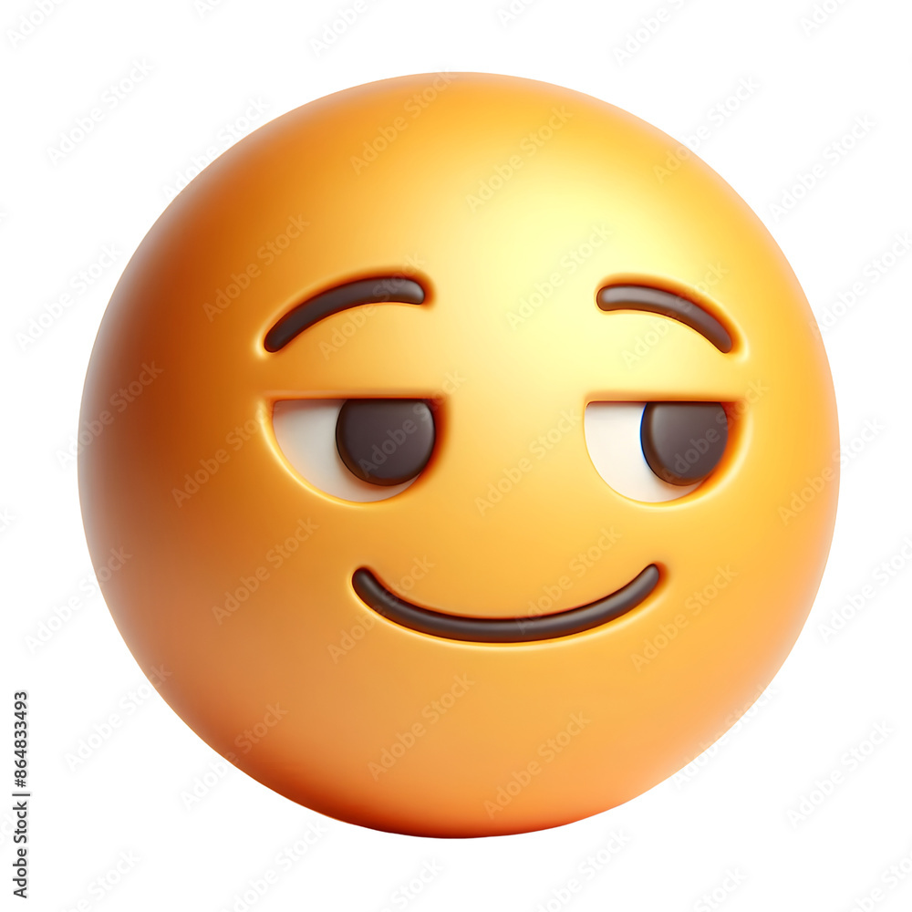 Slightly smiling face three-dimensional emoji isolated on transparent background Slightly smiling face three-dimensional emoji isolated on transparent background