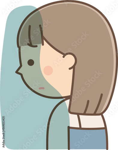 暗い表情の女性横向き