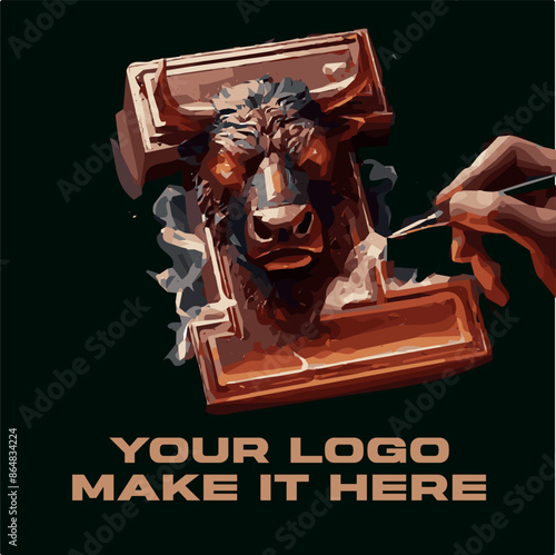 Powerful Golden Bull Featuring a mighty bull with golden horns symbolizing power Strong and Charming Alphabet Combines a powerful alphabet letter with the color gold to create a memorable logo