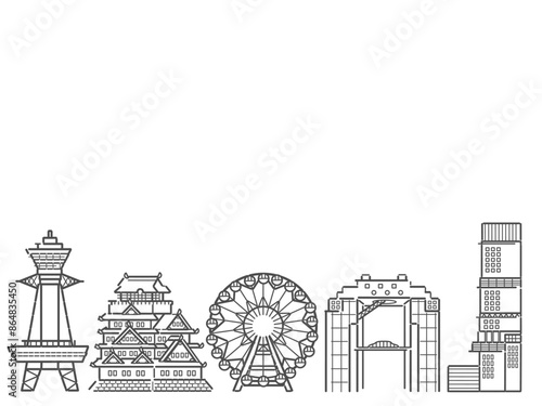 大阪　建物　背景　イラスト