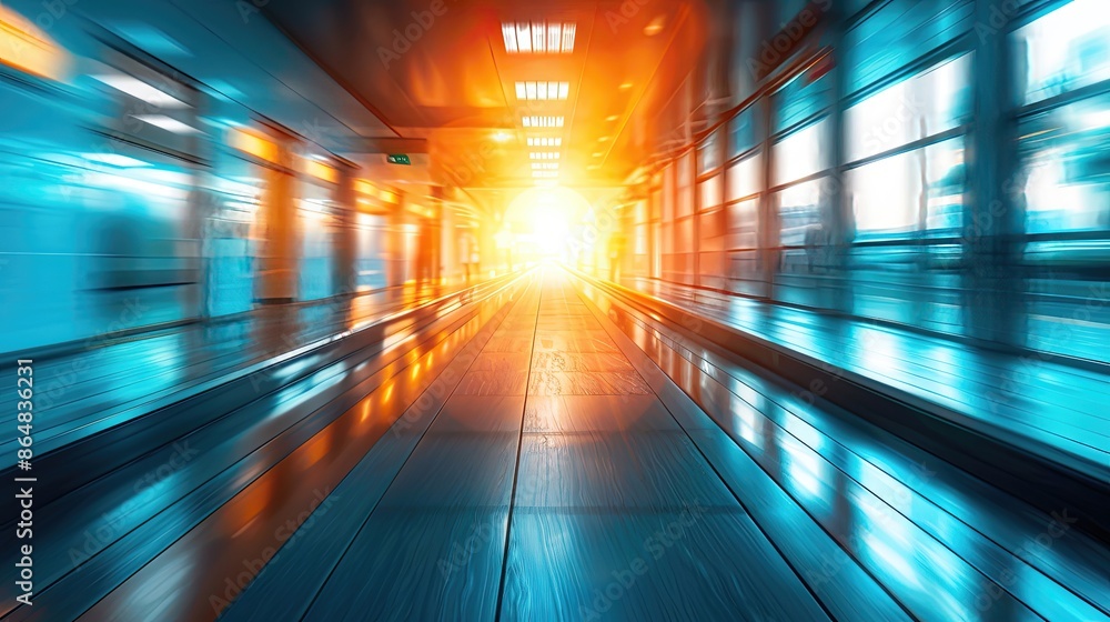 A bright orange sun is shining through a tunnel A bright orange sun is shining through a tunnel