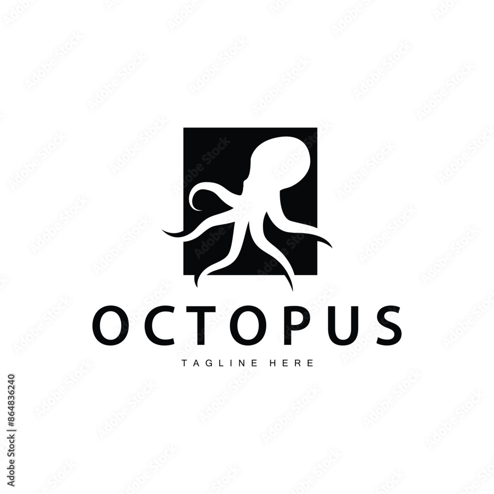 Octopus Logo Simple Line Design Sea Animal Japanese Seafood Ingredient Icon Symbol Illustration Octopus Logo Simple Line Design Sea Animal Japanese Seafood Ingredient Icon Symbol Illustration