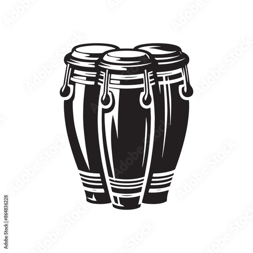 Conga Vector Silhouette - Musical Instrument Illustration - Minimalist Conga Design.