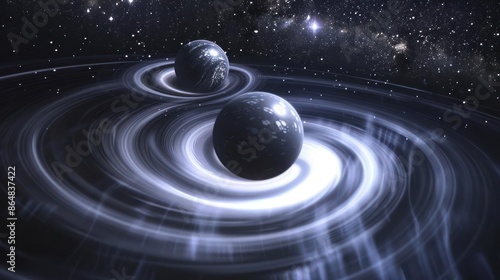 A cosmic phenomenon with gravitational waves rippling through space.,majestic astronomical image of galaxy universe space beautiful like magic in dream