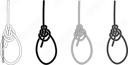 water bowline rope Knot icon set