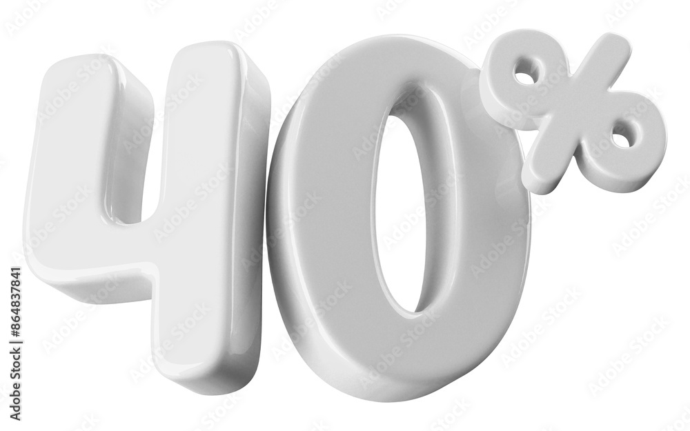 40 percent off sale . white 3D number promotion 40 percent off sale . white 3D number promotion