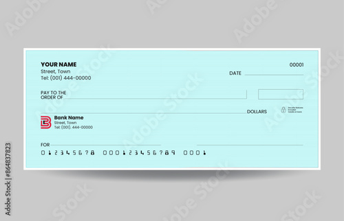 Flat design blank check template vector