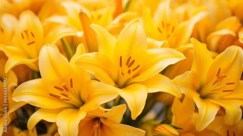 Obraz premium Closeup of yellow beautiful blooming lilies