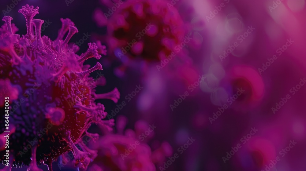3D Render of a Coronavirus Cell Against a Dark Purple Background 3D Render of a Coronavirus Cell Against a Dark Purple Background