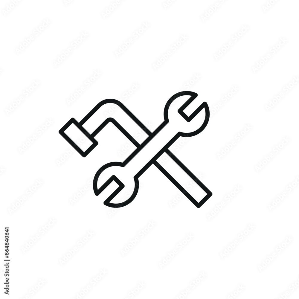 Wrench and gear icon. Simple icon for maintenance, mechanical work and system adjustments. Ideal for industrial and engineering applications in web design and user interfaces. Vector illustration. Wrench and gear icon. Simple icon for maintenance, mechanical work and system adjustments. Ideal for industrial and engineering applications in web design and user interfaces. Vector illustration.