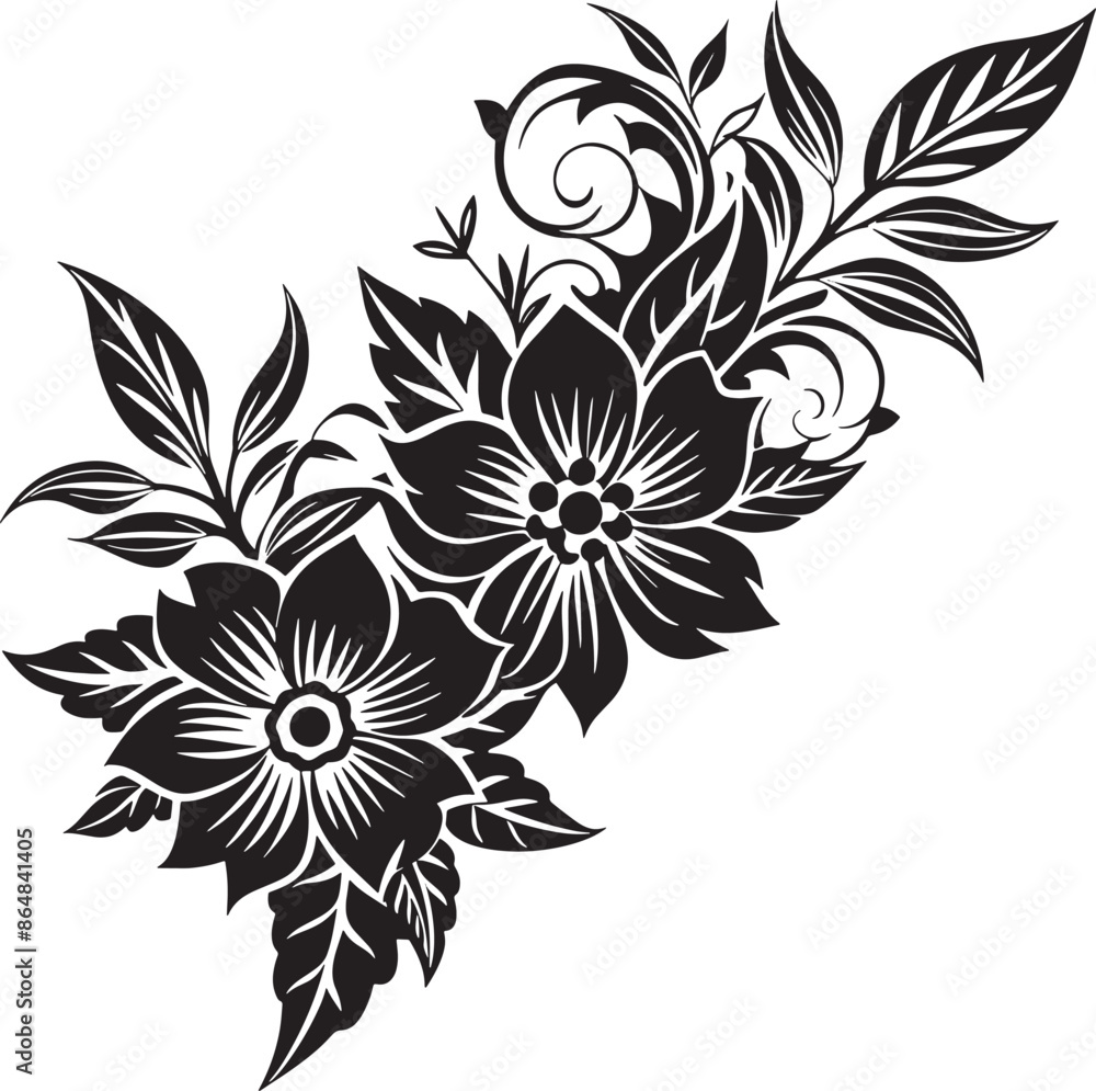 floral corner element illustration black and white floral corner element illustration black and white