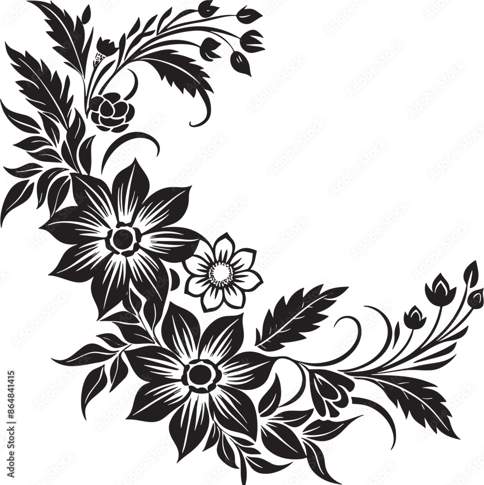 floral corner element illustration black and white floral corner element illustration black and white