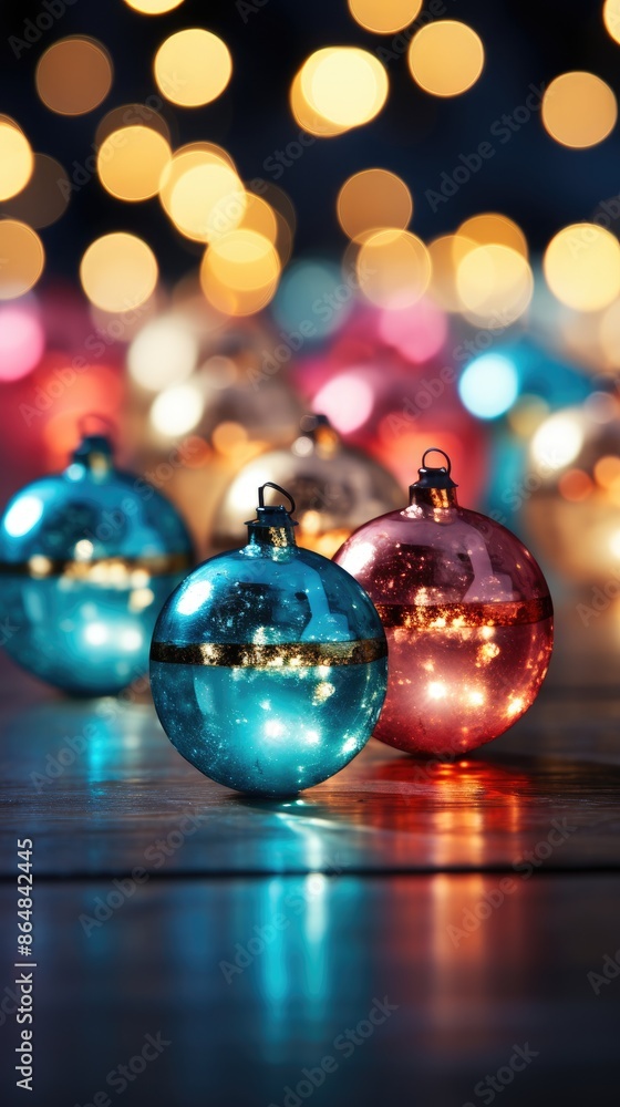 Fototapeta premium christmas decoration on red background