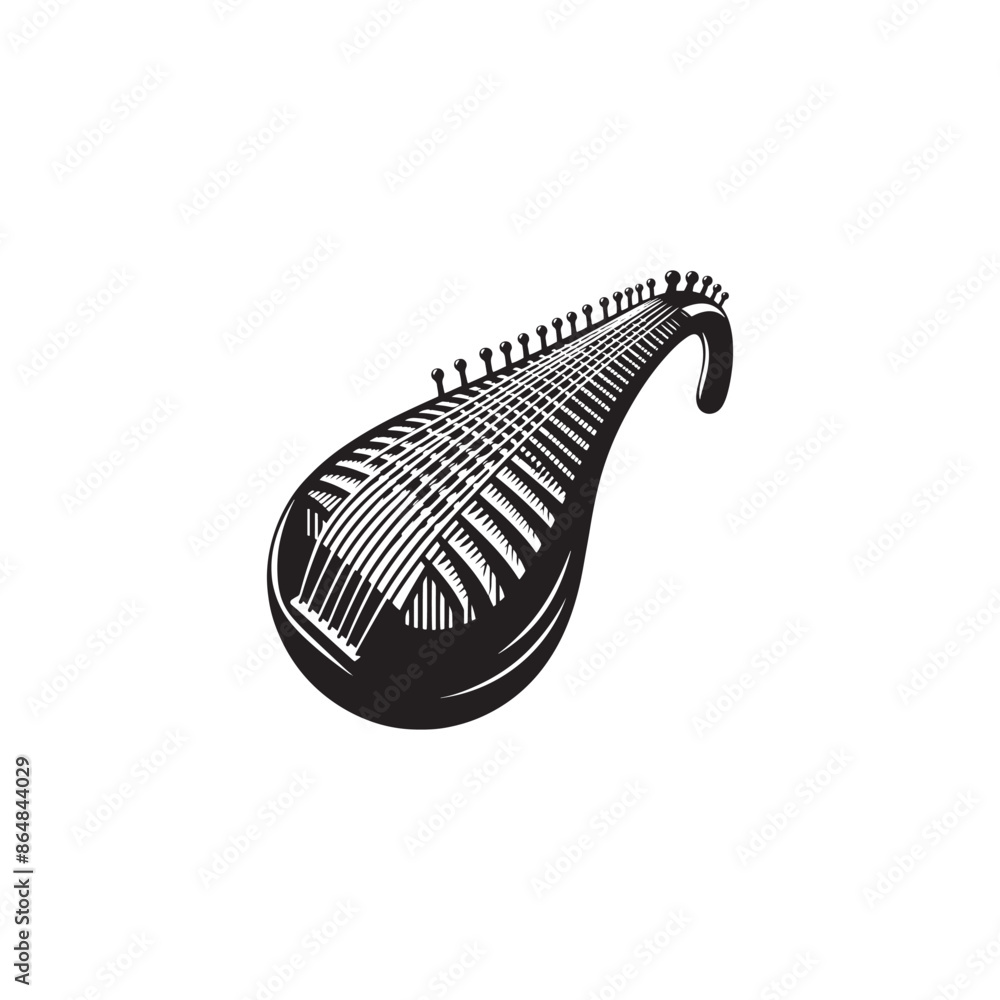Traditional Musical Instrument Illustration - Kora Silhouette - Minimalist Kora Vector. Traditional Musical Instrument Illustration - Kora Silhouette - Minimalist Kora Vector.