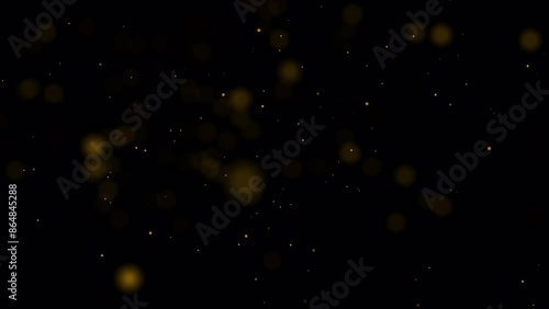 Dust particles in gold color with alpha channel. Abstract dust particles with bokeh and snow glare. Great for adding a touch of elegance and sparkle to videos, presentations, and creative projects