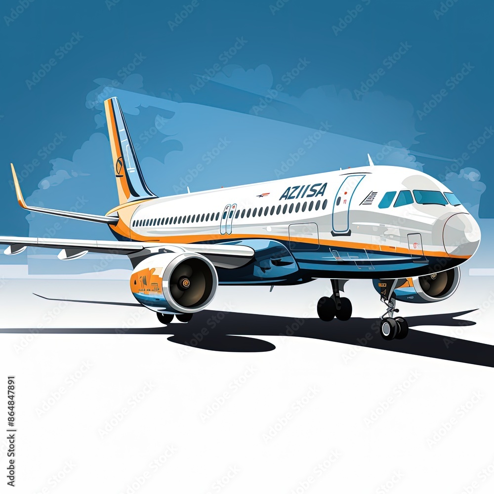 Aviation Scene Airplane on the Runway Ready for Takeoff Aviation Scene Airplane on the Runway Ready for Takeoff
