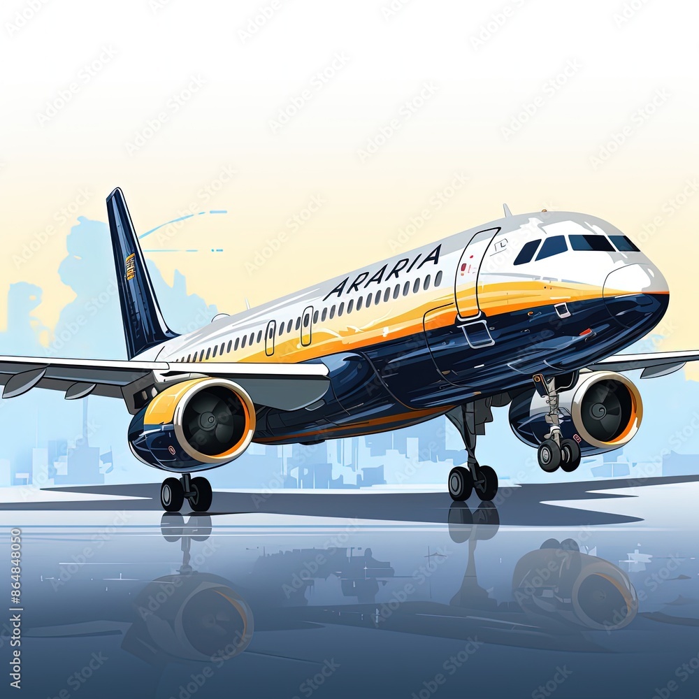Aviation Scene Airplane on the Runway Ready for Takeoff Aviation Scene Airplane on the Runway Ready for Takeoff