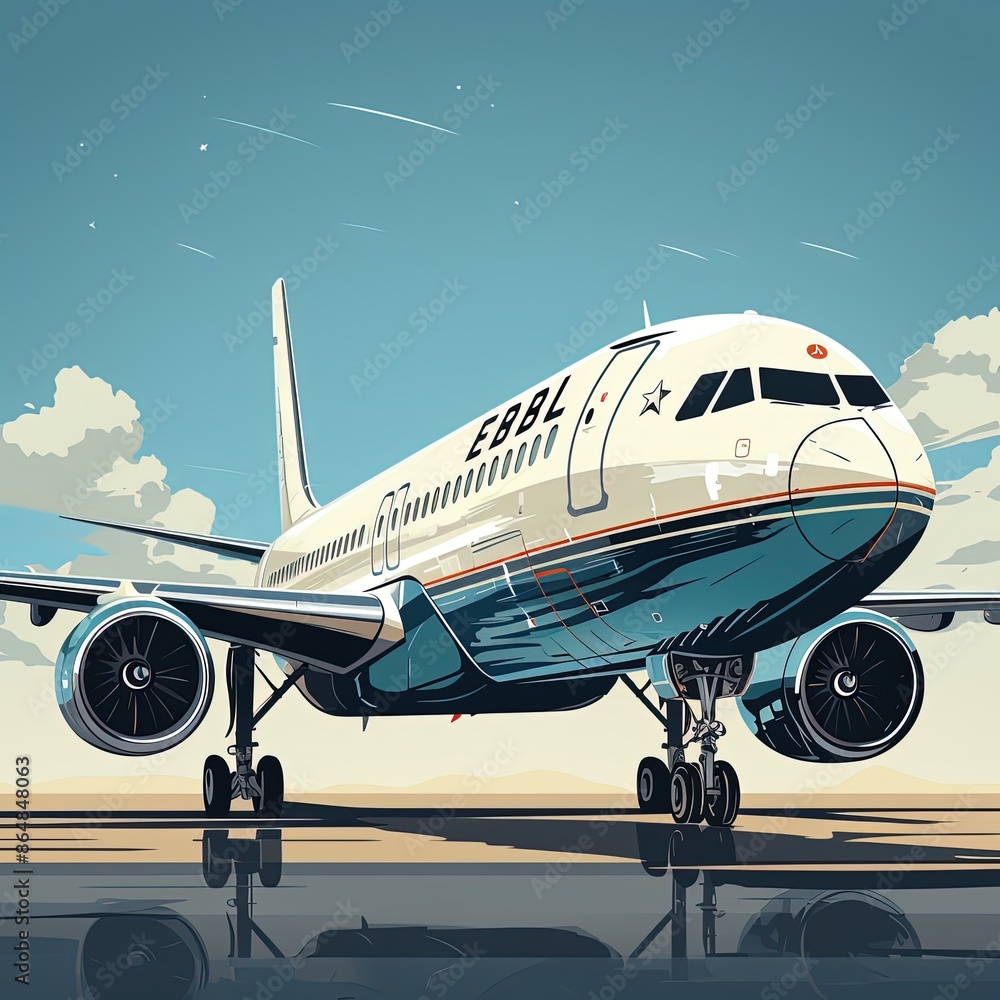 Aviation Scene Airplane on the Runway Ready for Takeoff Aviation Scene Airplane on the Runway Ready for Takeoff