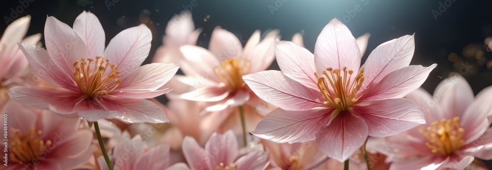 Delicate Pink Flowers in Soft Light. Delicate Pink Flowers in Soft Light.