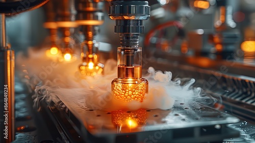 A machine is making a product with a lot of smoke coming out of it