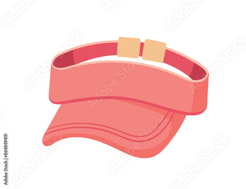 Pink color modern visor cap hat for summer and hot weather vector illustration isolated on white background