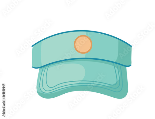Turquoise color modern visor cap hat for summer and hot weather vector illustration isolated on white background