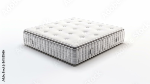 Highquality mattress, isolated on white background for product showcase.