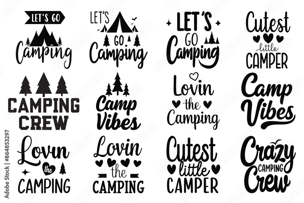 Fototapeta premium Camping, Typography, and Design Bundle
