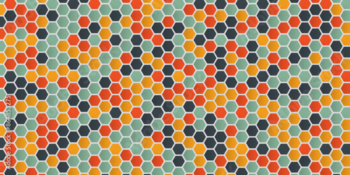 3d illustration of colorful hexagon shaped bee comb structure