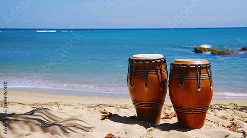 two drums on a beach