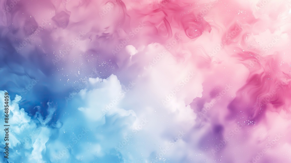 Fototapeta premium A bright, multi-colored background with fluffy clouds and a watercolor effect, creating a cheerful and colorful sky. Perfect for banners, invitations, or artistic projects.
