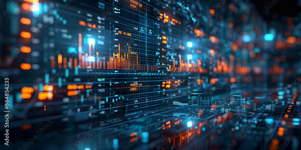 Financial Statistics and numbers on a display being reviewed by AI Financial Statistics and numbers on a display being reviewed by AI