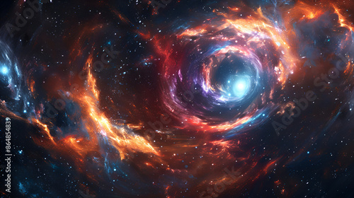 Majestic spiral galaxy in outer space .Generative  AI