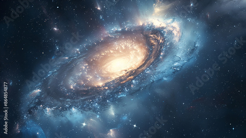Majestic spiral galaxy in outer space .Generative  AI