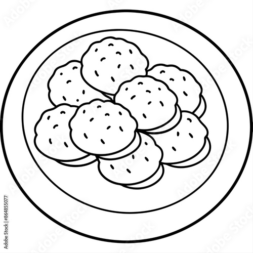 cookies outline coloring book page line art illustration digital drawing