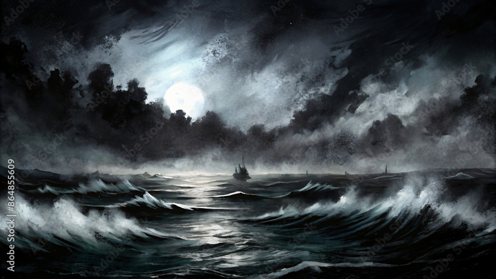 custom made wallpaper toronto digitalDramatic seascape with a lone figure battling a stormy night