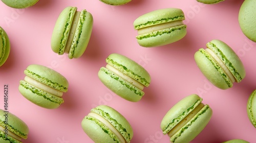 Wallpaper Mural French macaroons on color background, parisian chic cafe dessert, sweet food and cake macaron for luxury confectionery brand,Pastry, bakery and branding concept. Torontodigital.ca