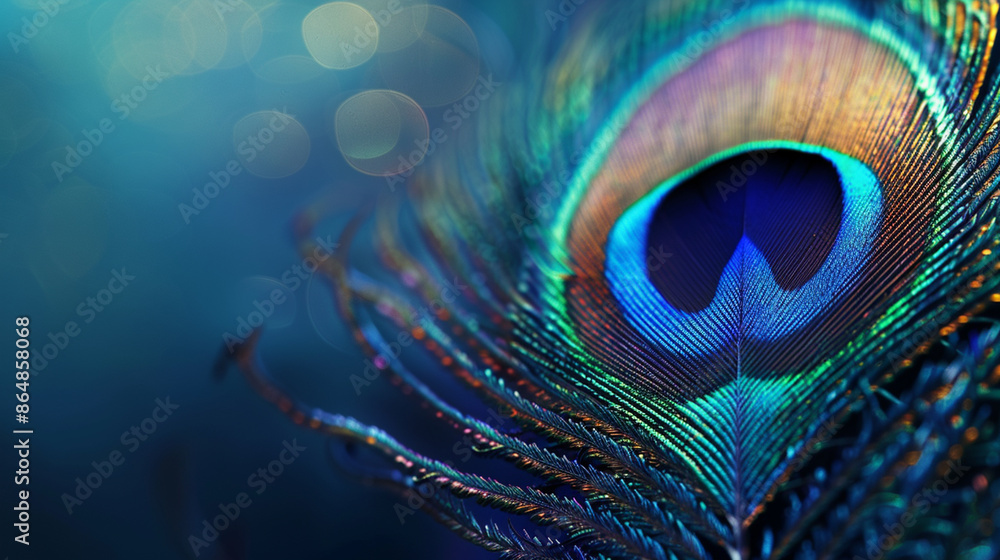 Obraz premium Peacock feather. Background. AI generated