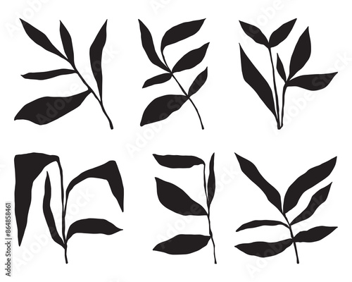 Leaves silhouettes boho style stencil templates