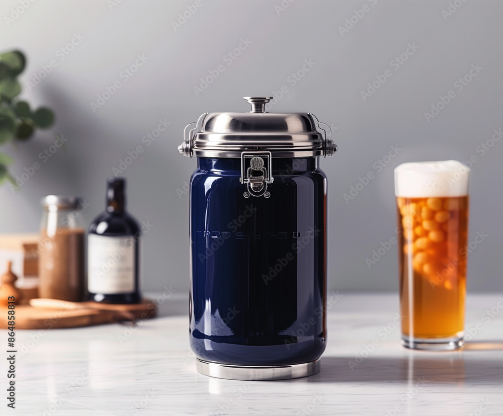 Bold Navy-Blue Kombucha Keg for Home Brewers Bold Navy-Blue Kombucha Keg for Home Brewers