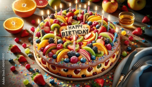 Wallpaper Mural Fruit cake happy birthday Torontodigital.ca