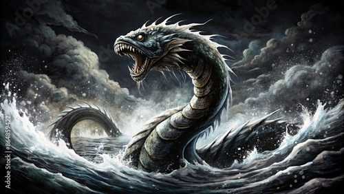 creepy sea serpent painting photo