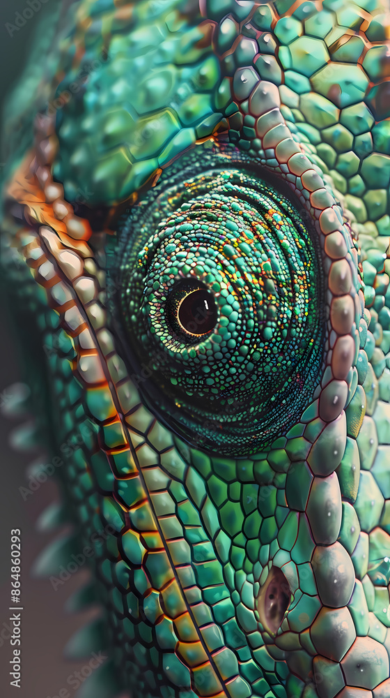 Obraz premium Close-up of a colorful chameleon