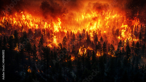 Drone view of a forest fire