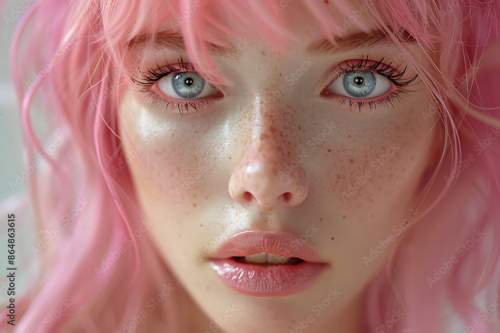 very beautiful girl with expressive features, looking in front of her, beautiful pouty lips, there are very detailed beautiful eyes, and aqua beautiful hair very beautiful girl with expressive features, looking in front of her, beautiful pouty lips, there are very detailed beautiful eyes, and aqua beautiful hair