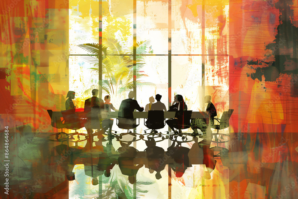 Office meeting with team members discussing business. Great for promoting collaboration, teamwork, and business negotiation concepts Office meeting with team members discussing business. Great for promoting collaboration, teamwork, and business negotiation concepts